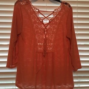 PEACH COLOR WOMENS LS TUNIC